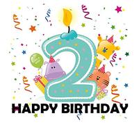 2 Happy Birthday: 2 Birthday Guest Book to Write in, Great Memory, Up To 100 Guests, Softcover, Size 8.5x8.5inches