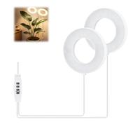 2-Head Ceiling Grow Lights for Indoor Plants,LED Full Spectrum Halo Grow Light with 3/9/12H Timer,3 Color Modes Under Cabinet Plant Lamp for Small Plants Succulents Seedlings,Grow Lights for Seedlings