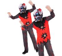 2 Headed Chuckles The Clown Costume Kids Scary Clown Halloween Fancy Dress