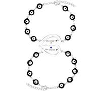 2 Heart-shaped Jigsaw Charm Bracelets Engraved With "His Crazy Her Weirdo"/"His Queen Her King" Valentine's Day Jewelry for Women Men Good Luck Evil Eye Chain Gifts, adjustable, Stainless Steel, Cubic