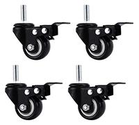 2" Heavy Duty Swivel Caster Wheels with Threaded Stem - Polyurethane Replacement Wheels for Office Furniture, Trolleys, Workbenches, Industrial Carts - M12 Brake