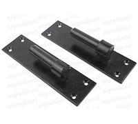 2 Heavy Duty Wrought Iron Gate Hinge Brackets 19mm Pin Gate Screw On Black