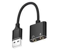 2-Hole USB Sound Card Adapter For Headphone & Microphone Enhancing Sound For P4 PC Computer & Laptops