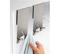 2 Hooks for Shower Screen - No Drilling - Padded Interior - Stainless Steel - For Glass Thicknesses of 6 - 12 mm
