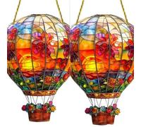 2 Hot Air Balloon Stained Sun Catcher, 2D Sun Catchers Indoor Window, Crystal, Wall Hanging Colored Decor Room Indoor Decor, Halloween, Christmas Hanging Ornament, 15 * 20cm