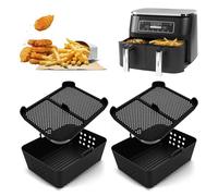 2 Hot Air Fryer Silicone Moulds & 2 Splash Guards for Ninja Foodi Max AF400UK AF451UK 9.5L, Dual Airfryer Accessories for Ninja Foodi Max Dual Zone