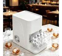 2" Ice Ball Maker Countertop, 2Pcs Ready in 60-90Mins, 42Pcs/day, Self-Cleaning Sphere Ice Maker Machine with Crystal Clear Ice, Round Ice Cube Maker for Whiskey & Bourbon White