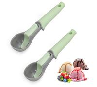 2 Ice Cream Scoop with Trigger Ice Cream Scooper and Comfortable Handle Perfect for Frozen Yogurt, Gelatos, Sundaes Green