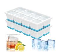 2 Ice Cube Trays 4.5cm Square - Large 1.77" Slow Melt Silicone Moulds with Lids for Whisky & Cocktails | BPA-Free & Stackable