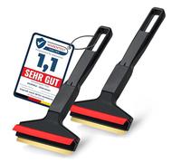 2 Ice Scraper for Car Windscreen 21cm - Brass Car Ice Scraper - fast, effortless & easy - Premium HIPS - Murska Brass Blade Windscreen Scraper for Car Window Scrapper Squeege (2x Black - Red)