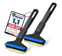 2 Ice Scraper for Car Windscreen 21cm - Brass Car Ice Scraper - fast, effortless & easy - Premium HIPS - Murska Brass Blade Windscreen Scraper for Car Window Scrapper Squeege (2x Black - Blue)