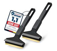 2 Ice Scraper for Car Windscreen 21cm - Brass Car Ice Scraper - fast, effortless & easy - Premium HIPS - Murska Brass Blade Windscreen Scraper for Car Window Scrapper Squeege (2x Black - Grey)