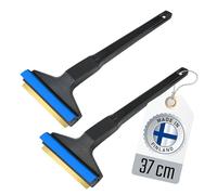 2 Ice Scraper for Car Windscreen 37 cm - Brass Car Ice Scraper long - fast, easy & effortless - Premium HIPS - Murska Brass Blade Windscreen Scraper for Car Window Scrapper Squeege (2x Black - Blue)