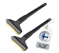 2 Ice Scraper for Car Windscreen 37 cm - Brass Car Ice Scraper long - fast, easy & effortless - Premium HIPS - Murska Brass Blade Windscreen Scraper for Car Window Scrapper Squeege (2x Black - Grey)