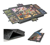 2-in-1 1000Pcs Jigsaw Puzzle Table, Folding Tilting Board with Stand & Cover, Portable Felt Storage Case with 6 Drawers dark grey
