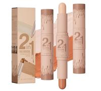 2-in-1 3D Concealer Stick for Facial Contouring & Highlighting - Dual Ended Highlighter & Bronzer for Sculpting and Brightening, Waterproof Long-Lasting Creamy Matte Makeup