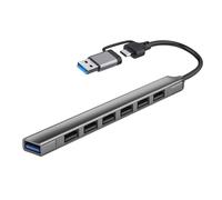 2 In 1 7 Port USB Type C Hub Expander Splitter Aluminum Alloy Docking Station High Speed for Laptop PC