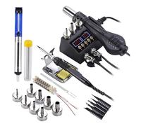 2 in 1 750W Soldering Station LCD Digital Display Rework Welding Station for Cell-Phone BGA SMD IC Repair Solder Tools Efficient Precision(KIT6)
