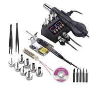 2 in 1 750W Soldering Station LCD Digital Display Rework Welding Station for Cell-Phone BGA SMD IC Repair Solder Tools Efficient Precision(KIT5)