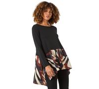2 in 1 Abstract Print Chiffon Hem Top Roman Black 12