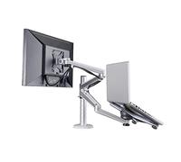 2-in-1 Adjustable Dual Arm Monitor & Laptop Mount - Fits 27" LCD Screens & 12-17" Laptops - Desk Clamp & Grommet Mounting for Ultimate Space Efficiency