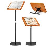 2 in 1 Adjustable Reading Stand, Adjustable Height 50-130cm, Dual Use Table and Floor Stand with XXL Plate, 180° Tilt Stand, Adjustable Laptop Stand (Black)