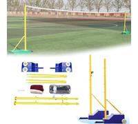 2-in-1 Adjustable Sports Net Poles with Volleyball and Badminton Nets for Outdoor Backyard Games for Adults and Youth