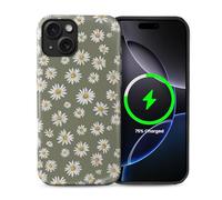 2 in 1 Aesthetic case for iPhone 13/14 6.1 inch Compatible with MagSafe, Full Protection Cell Phone Magnetic Shockproof -Daisy Pattern