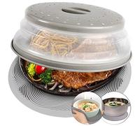 2 in 1, Aidacom Microwave Place Mat & Food Cover- Mat as Bowl Holder, for Splatter Guard, Multi-use: Silicone Trivet, Pot Holders, Drying, Baking, Utensils Rest for Kitchen Counter, Grey