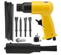 2 in 1 Air Needle Scaler 4500 BPM Pneumatic Chisel Hammer Kit Yellow | High Impact Rust Remover Tool with 38-Pcs Replacement Flat-head Descaling Needles & 4 Chisel Bits