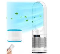 2 in 1 air Purifier bladeless Tower Fan,leafless Tower Fan for Home Office use,80° oscillating Floor Standing Fan with Remote,8 speeds,8H Timer, LED Touch Screen,31inch Desk Fan