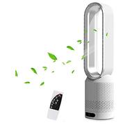 2 in 1 air Purifier bladeless Tower Fan,leafless Tower Fan for Home Office use,90° oscillating Floor Standing Fan with Remote,8 speeds,120min Timer,LED Touch Screen,22inch Desk Fan