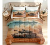 2 in 1 All Season Coverless Duvet Double Reversible Military Tank