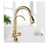2-in-1 Antique Brass Kitchen Faucet with Pull-Out Spout Filtered Water Tap Dual-Function Mixer Kitchen Water Purifier Elegant Design for Home Use