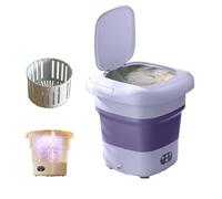 2 In 1 Apartment Washers 31x31x31.5cm Foldable Small Washing Machine Space Saver 9L Capacity Travel Washing Machine For Cleaning Sock, Underwear, Clothes(Purple)