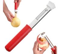 2-in-1 Apple Corer & Peeler Set - Plastic Handheld Fruit & Vegetable Tool for Easy Peeling and Coring, Kitchen Utensil for Potatoes, Apples and Various Produce (Red)