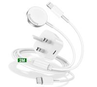 2-in-1 Apple Watch and iPhone USB C Fast Charger [MFi Certified] 2M Magnetic Cable With 20W Plug for iWatch Series Ultra 2/9/8/7/6/SE/SE2/5/4/3, iPhone 14