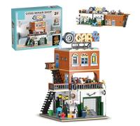 2-in-1 Auto Repair Shop Building blocks set - 1637PCS City Street View Brick Kit, Multi-Level DIY Model, STEM Education Toy, Home Decor, Creative Gift for Adults, Kid Age 6+
