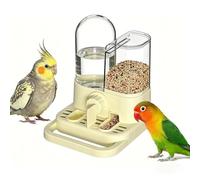 2-in-1 Automatic Bird Feeder and Waterer for Cage, No Mess Seed Dispenser with Removable Divider and Perch for Parakeet, Cockatiel, Budgie, Lovebirds