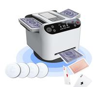 2-in-1 Automatic Card Shuffler & Dealer, 360 Degree Rotating Card Dealer with OLED Display and Touch Sensitive Control, Ultra Quiet and Rechargeable Automatic Dealers Machine for UNO, Poker white