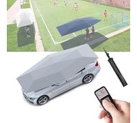 2-in-1 automatic carport and outdoor umbrella, foldable movable canopy, remote control, movable battery, outdoor stand, automatic car cover