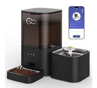 2-in-1 Automatic Cat Feeder and Water Dispenser, Large-Capacity 6L Dry Food Dispenser + 2.5L Water Dispenser with App Control, Voice Recording, Scheduled Feeding for Cats and Small Dogs