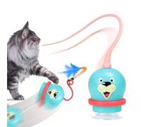 2-in-1 Automatic Cat Toy with Bird Song & LED Lights, Rechargeable Interactive Kitten Toys for Indoor Cats, with Strong Suction Cup for All Floors & Carpet, Teaser with Feather & Silicone Tail