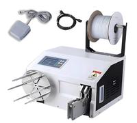 2 in 1 Automatic Winding & Bundling Machine,Auto Strapping & Bag Closing Device,Automatic Twist Tie Machine Pedal Type,Gold Black white Wire Sealing Bundling Device,with(Black thread,Bundling Winding)