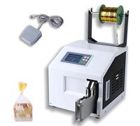 2 in 1 Automatic Winding & Bundling Machine,Auto Strapping & Bag Closing Device,Automatic Twist Tie Machine Pedal Type,Gold Black white Wire Sealing Bundling Device,with(White thread,Bundling)