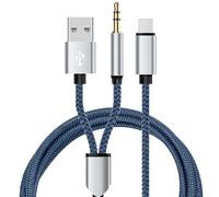 2 in 1 Aux Cable and Charging for iPhone in Car Light-Ning to 3.5mm Aux Cord to USB Charger Lead Braid Audio Headphone Jack Cable for Car Stereo Speak for iPhone 14/14 Pro/14pro Max/13/13 Pro/12/11