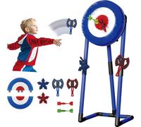2-in-1 Axe Throwing and Lawn Dart Game Set - Includes 2 Axes, 2 Six-Star Darts, and 2 Darts - Foldable, Safe Indoor/Outdoor Toy for Family Fun with Kids and Adults