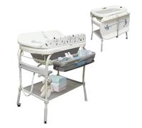 2 in 1 Baby Bathtub with Changing Table, DEYGIA Waterproof Diaper Changing Station Portable Changing Table Adjustable Height Nursery Organizer with Storage Racks for Newborn Infant Toddler