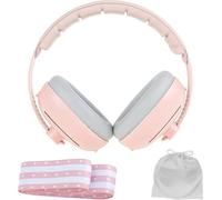 2-in-1 Baby Ear Defender for Babies and Toddlers up to 48 Months, Adjustable Baby Headphones with Stretchy Band, Baby Noise Cancelling Headphones for Against Hearing Damage & Improves Sleep (pink)