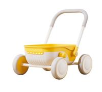 2-in-1 Baby Push Walker, Adjustable Height Toy for 6-12 Months | Durable food-grade PP construction with quiet EVA wheels, designed for infants 6-12 months Lemon Yellow